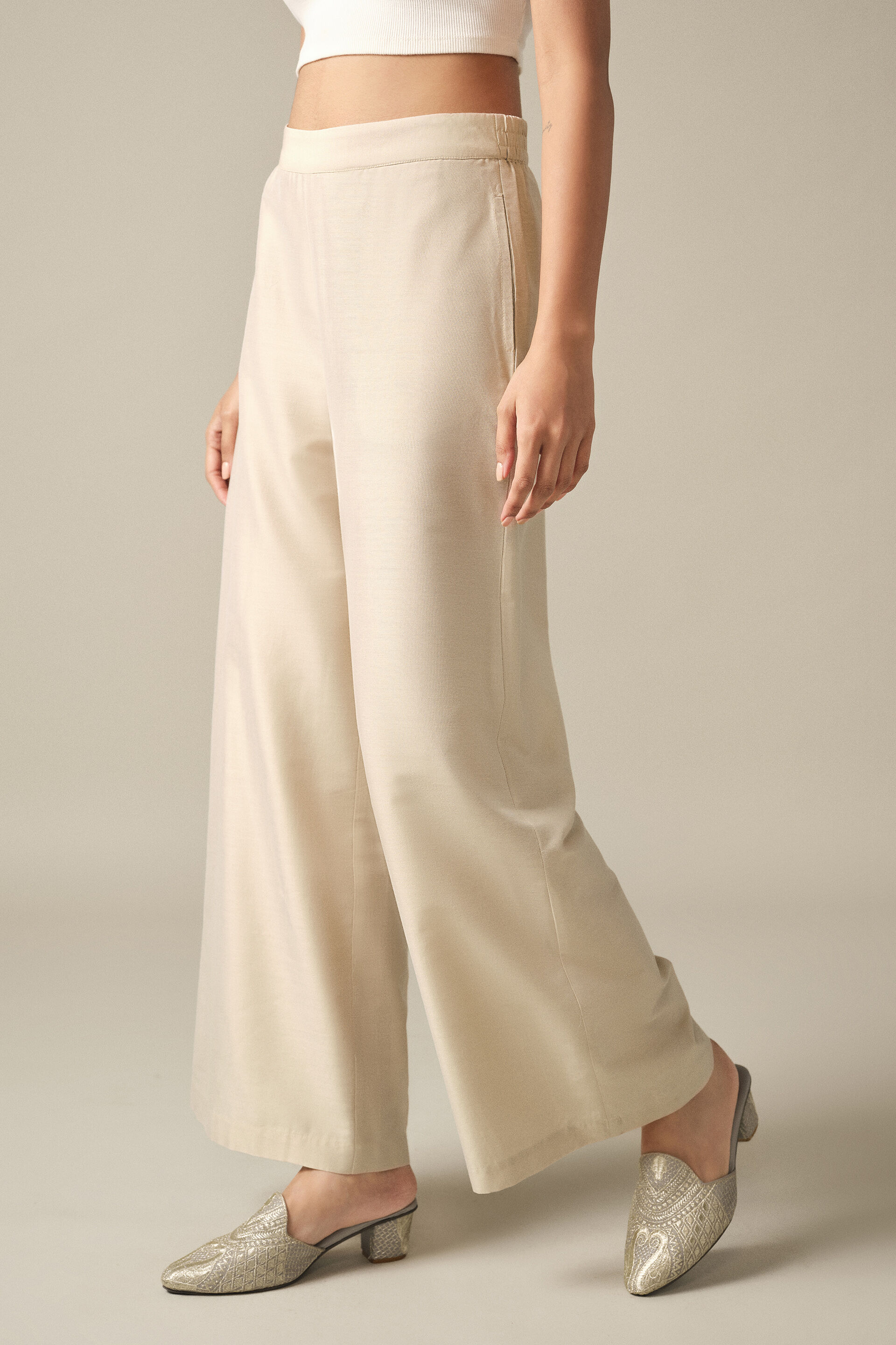 Flared Pants in Beige, Beige, image 2